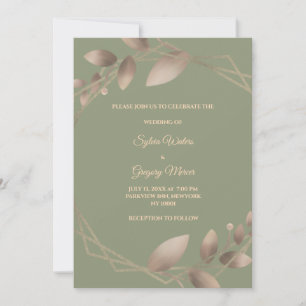 Invitación Moderno Sencillo sabio botánico elegante oro verde