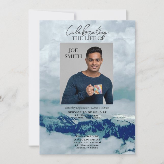 Invitación Moderno servicio funerario conmemorativo (Anverso)