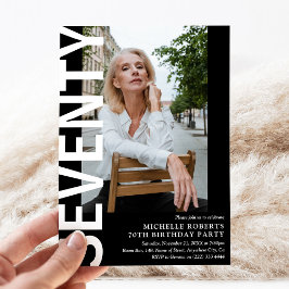 Invitación Moderno SETENTA Foto 70º fiesta de cumpleaños