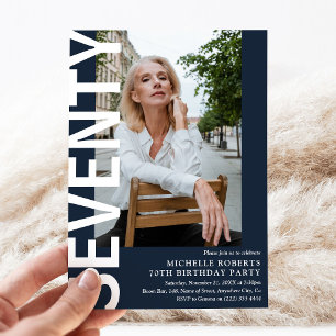 Invitación Moderno SETENTA Foto 70º fiesta de cumpleaños