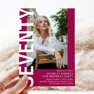 Invitación Moderno SETENTA Foto 70º fiesta de cumpleaños