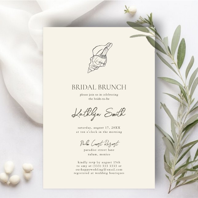 Invitación Moderno Shell Beach Ocean Boda Bridal Brunch (Subido por el creador)