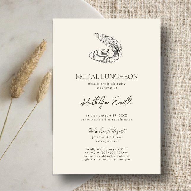 Invitación Moderno Shell Beach Ocean Boda Bridal Luncheon (Subido por el creador)