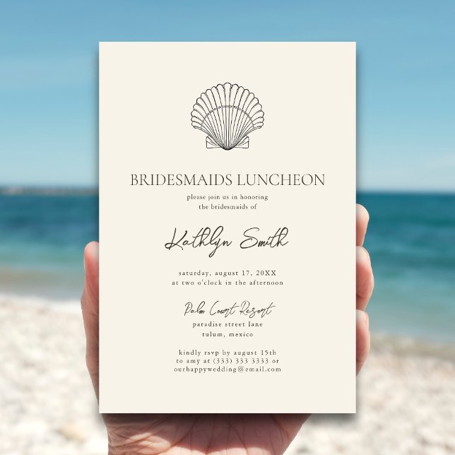 Invitación Moderno Shell Beach Ocean Bridesmaids Luncheon (Subido por el creador)