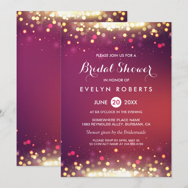 Invitación Moderno shimmer dorado esparce Boda ducha de novia (Anverso / Reverso)