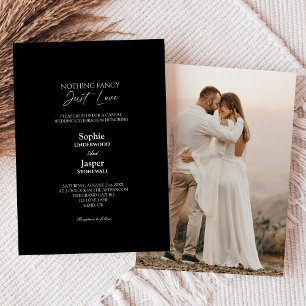Invitación Moderno Simple Boda de Foto Negro Sin Adornos