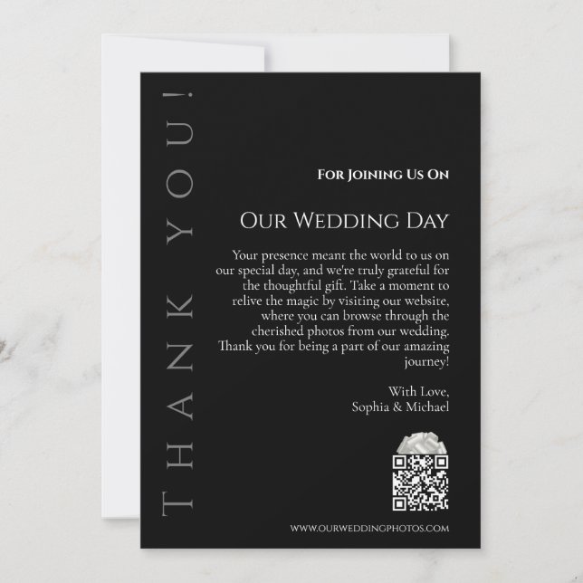Invitación Moderno, simple, negro y blanco-Boda Gracias- (Anverso)