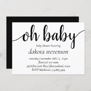 Invitación Moderno simple Oh bebé   Flourish Script Shower