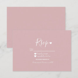 Invitación Moderno Simple Rosa y Corazones RSVP