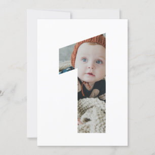Invitación Moderno, simple, una foto, primer PERSONALIZADO de