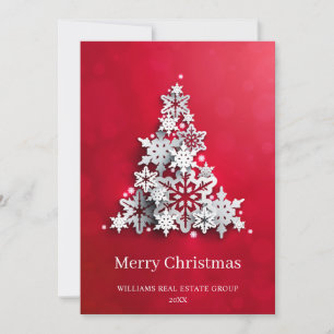 Invitación Moderno Snowflake Christmas Tree Corporate Greetin