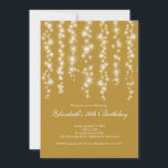 Invitación Moderno Sparkle Gold Sweet Dieciséis Cumpleaños Pa<br><div class="desc">Comienza a tus hijas con 16 fiestas dulces con nuestra bella cortina de luces blancas dulce invitación dieciséis fiestas. Nuestra elegante y contemporánea y dulce invitación a 16 fiestas cuenta con cuerdas de brillantes luces blancas brillando sobre un rico fondo dorado. Invierta la invitación para encontrar una coincidencia para un...</div>