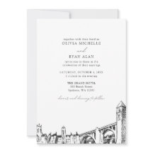 Moderno Spokane Skyline Boda blanco y negro