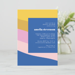 Invitación Moderno Stripes Azul Amarillo Ducha Bridal