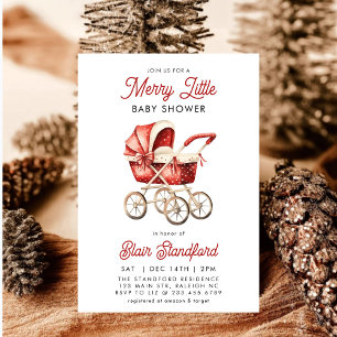 Invitación Moderno Stroller Merry Pequeños Navidades Baby Sho