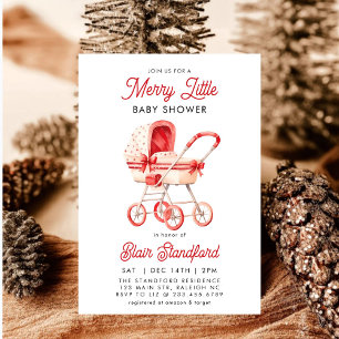 Invitación Moderno Stroller Merry Pequeños Navidades Baby Sho
