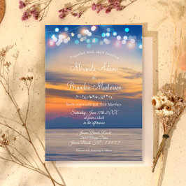 Invitación Moderno Summer Sunset String ilumina la boda de la