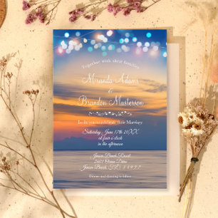 Invitación Moderno Summer Sunset String ilumina la boda de la