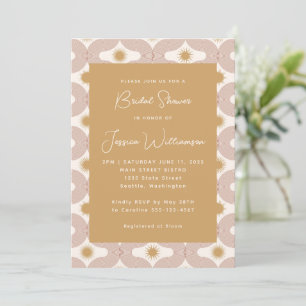 Invitación Moderno Sun Moon Line Terracotta Gold Bridal Showe
