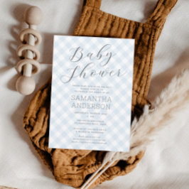 Invitación Moderno + Sweet Blue Gingham Boy Baby Shower