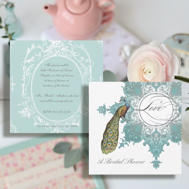 Invitación Moderno Swirl Barroco Peacock Bridal Ducha (Subido por el creador)