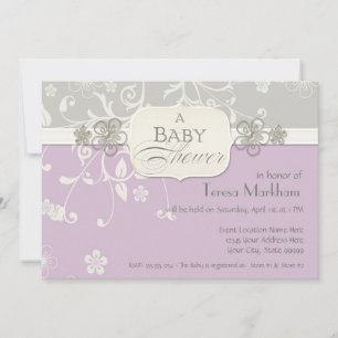 Invitación Moderno Swirl Flourier Bracket Bracket Baby Shower