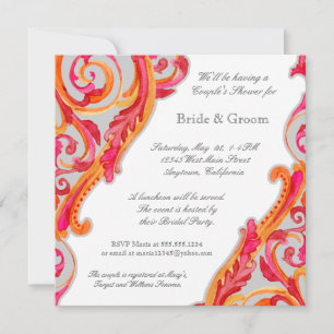 Invitación Moderno Swirl Flourish Couples Ducha Invitan