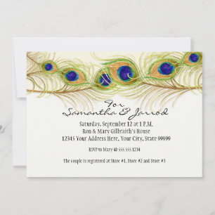 Invitación Moderno Swirl Peacock Feathers Engagement Save Dat