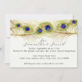 Invitación Moderno Swirl Peacock Feathers Ensayo Cena