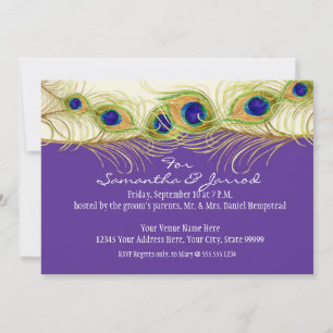 Invitación Moderno Swirl Peacock Feathers Ensayo Cena
