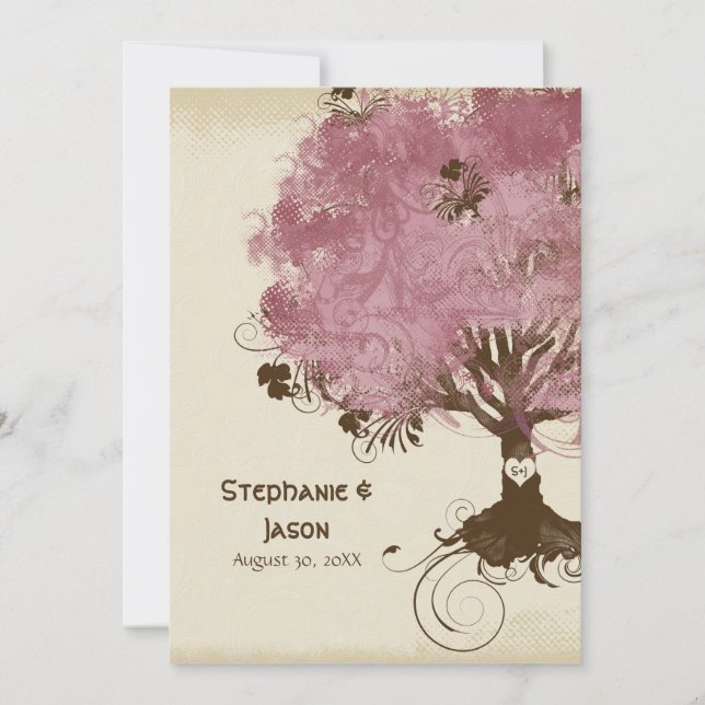Invitación Moderno Swirl Scroll Tree of Life Spring Summer Ar (Anverso)