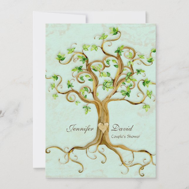 Invitación Moderno Swirl Tree Roots Leaf Antique Parchment (Anverso)
