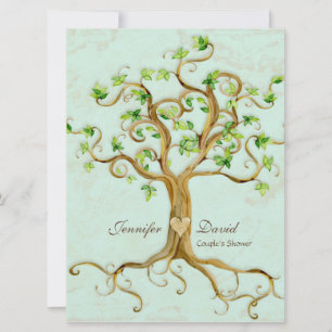 Invitación Moderno Swirl Tree Roots Leaf Antique Parchment