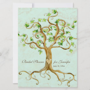 Invitación Moderno Swirl Tree Roots Leaf Antique Parchment