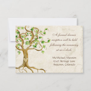 Invitación Moderno Swirl Tree Roots Leaf Antique Parchment