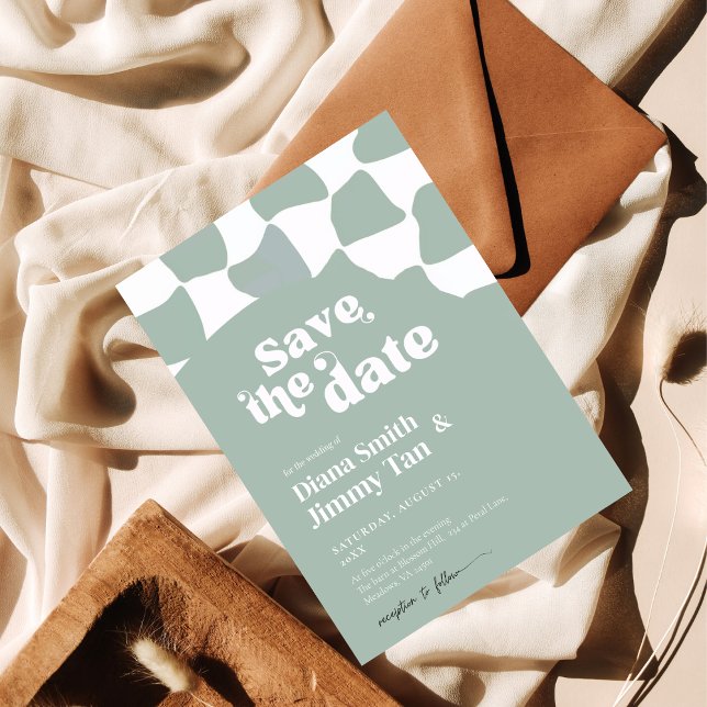 Invitación Moderno tablero de ajedrez verde blanco para guard (Subido por el creador)