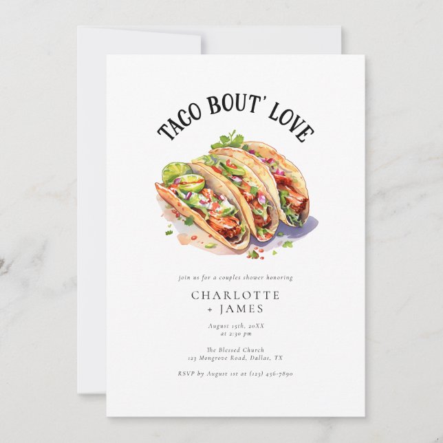 Invitación Moderno Taco Bout Love Parejas Bridal Shower (Anverso)