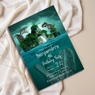 Invitación Moderno tema de los dinosaurios en el cuarto cumpl