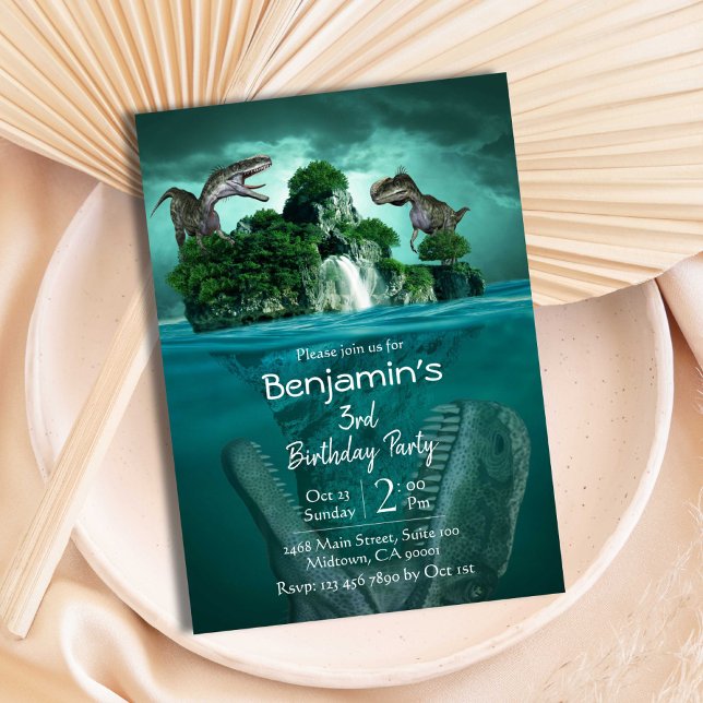 Invitación Moderno tema de los dinosaurios en el tercer cumpl (Subido por el creador)
