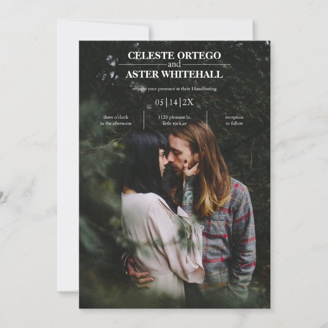 Invitación Moderno texto simple blanco oscuro ayuno de fotos (Anverso)