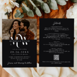 Invitación Moderno Todo En Un Elegante Monograma Boda De Códi