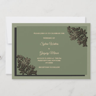 Invitación Moderno tono de lujo de la Tierra Sage Green & Gol