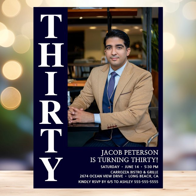 Invitación Moderno TREINTA Foto 30 Fiesta de cumpleaños (Subido por el creador)