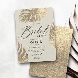 Invitación Moderno Tropical Gold Elegante Foliage Bridal Duch