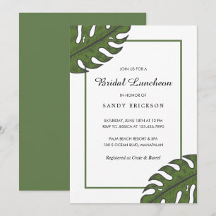 Invitación Moderno Tropical Green Palm Leaf Bridal Luncheon