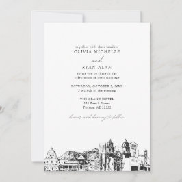 Invitación Moderno Tucson Skyline Black & White Boda