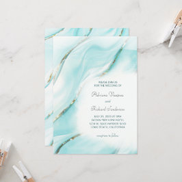 Invitación Moderno Turquesa Agate Boda Inv
