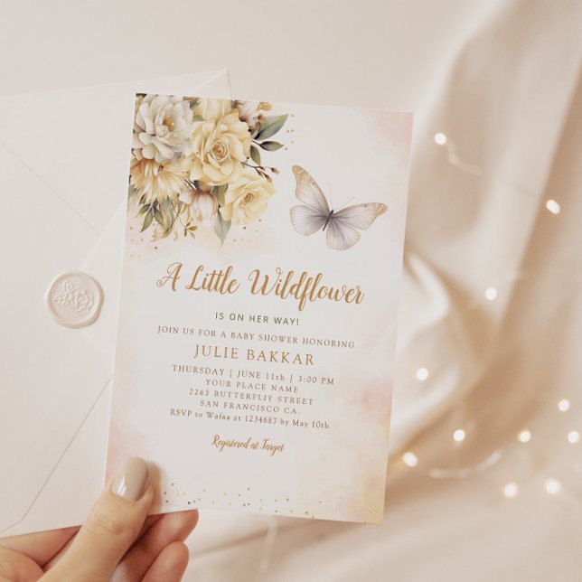 Invitación Moderno Un Pequeño Flor Salvaje Boho Niña Ducha (Subido por el creador)