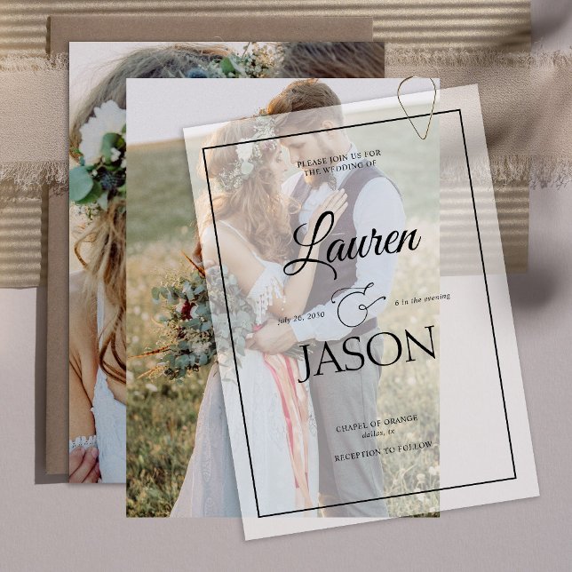 Invitación Moderno Vellum Real Overlay Simple 2 Photo Boda (Subido por el creador)