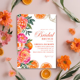 Invitación Moderno verano cítricos Naranja floral Ducha de no